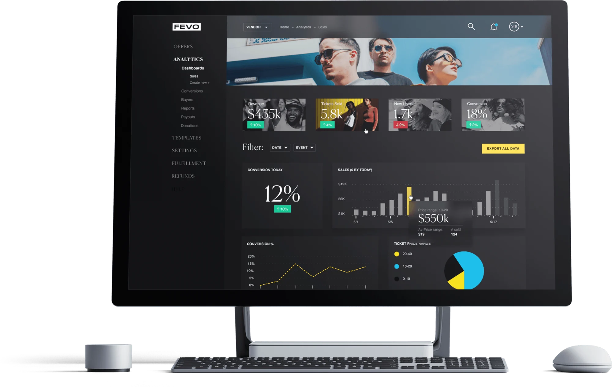 New Analytics dashboard on a desktop display