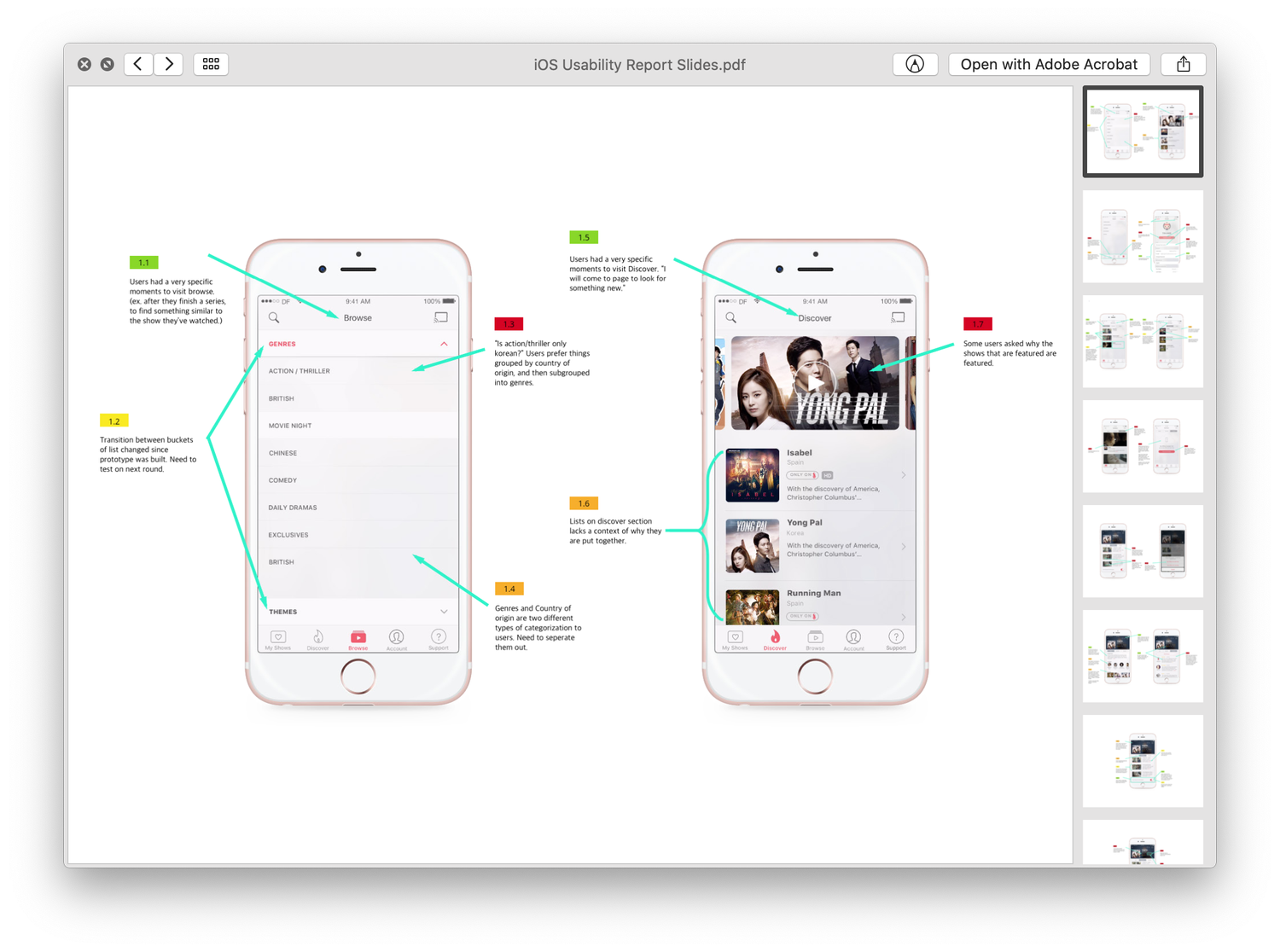 Annotated iOS usability report