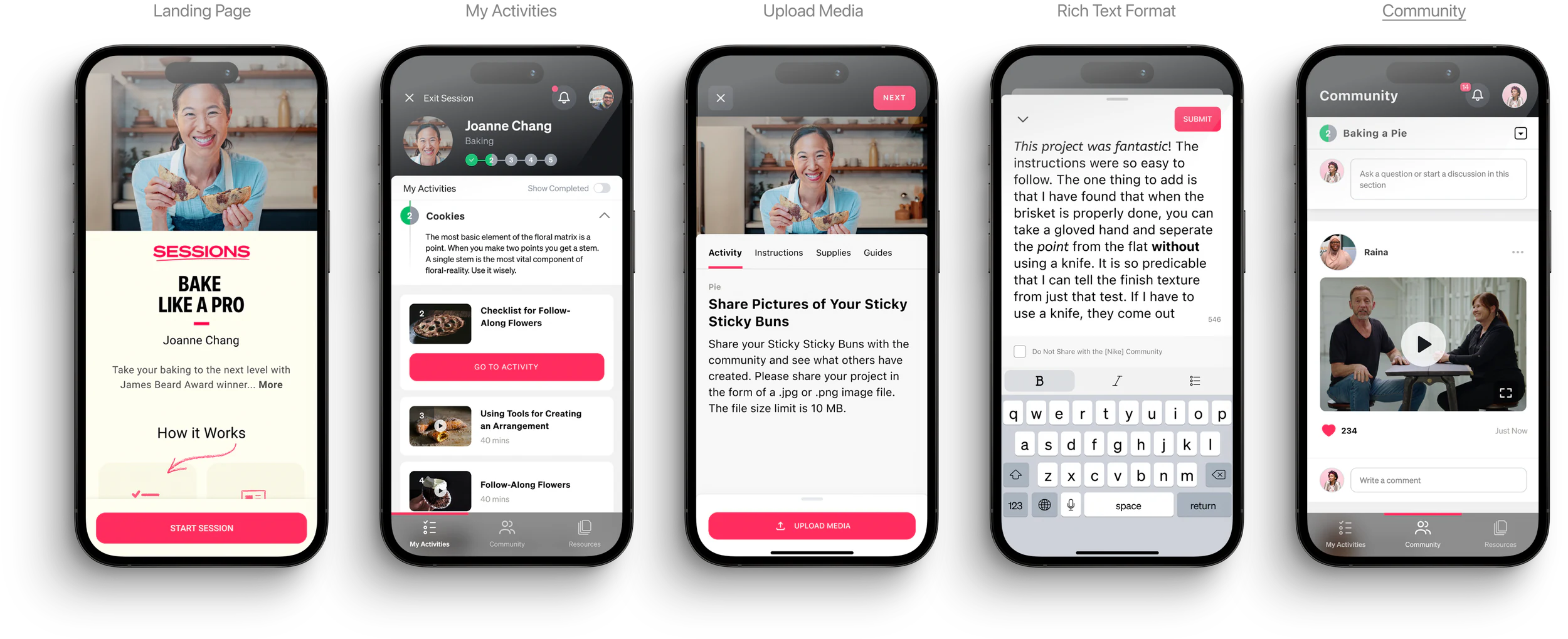 Sessions experience across five iPhone views