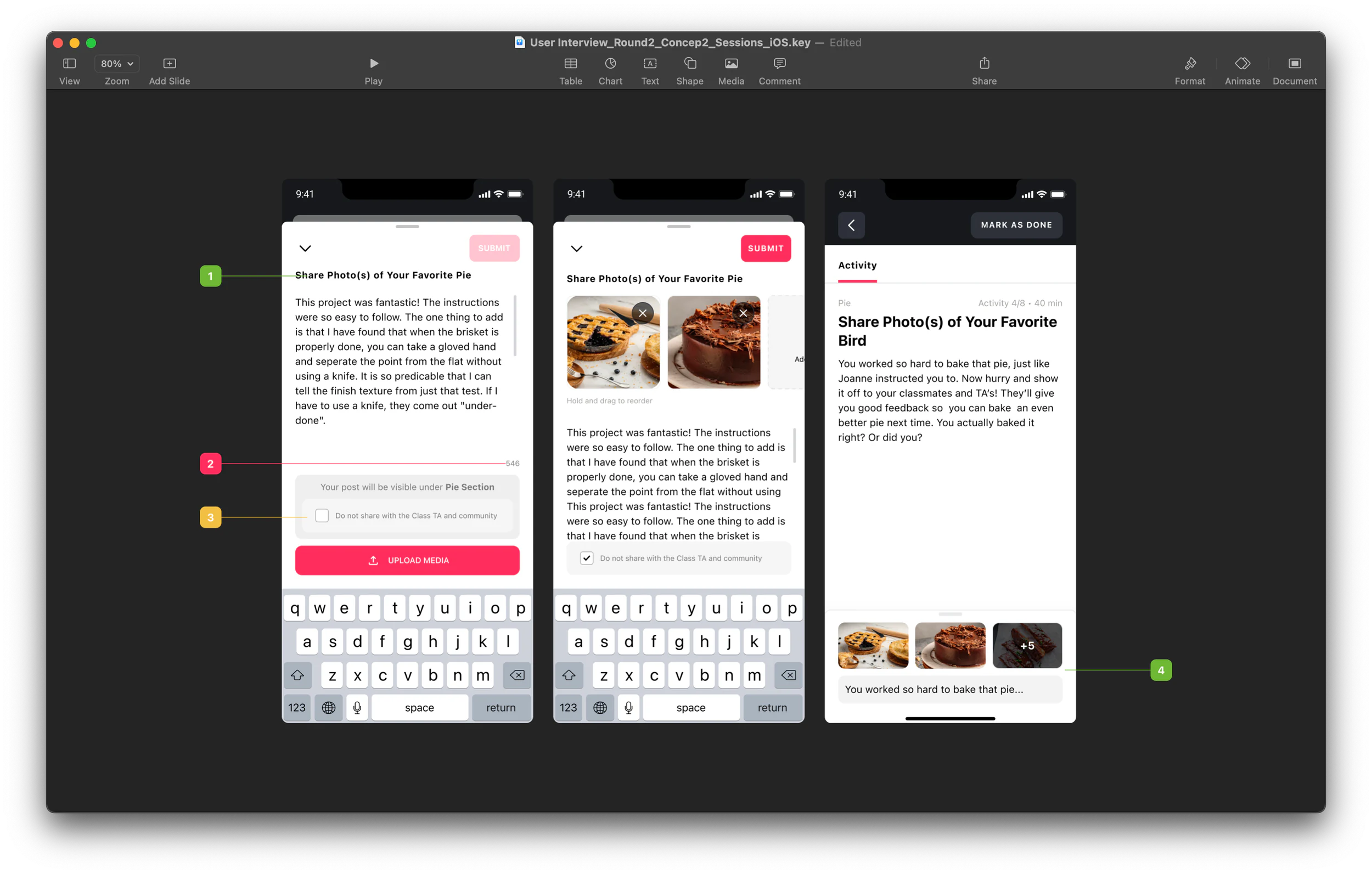 Mobile design iterations for Sessions