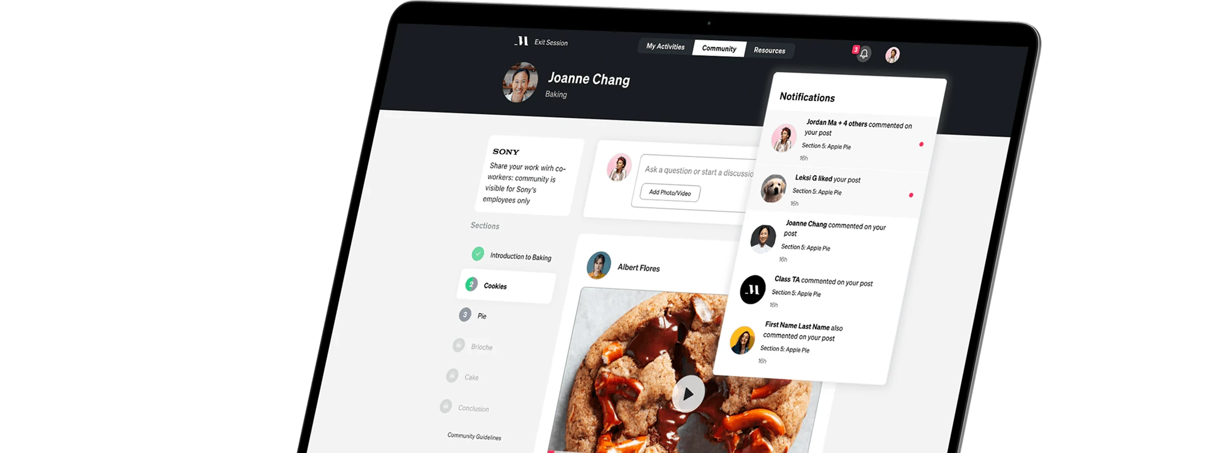 Sessions community experience on the web